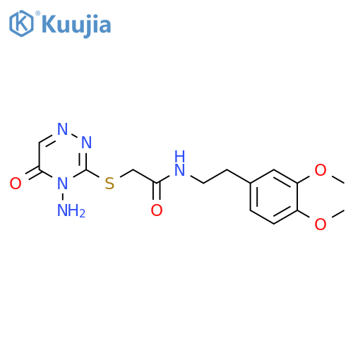 2-(4-amino-5-oxo-4,5-dihydro-1,2,4-triazin-3-yl)sulfanyl-N-2-(3,4-dimethoxyphenyl)ethylacetamide structure