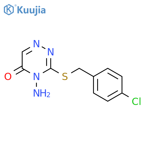 4-amino-3-{(4-chlorophenyl)methylsulfanyl}-4,5-dihydro-1,2,4-triazin-5-one structure