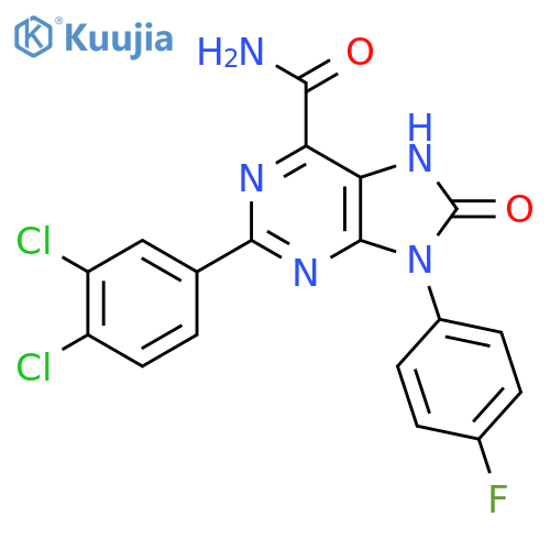 2-(3,4-dichlorophenyl)-9-(4-fluorophenyl)-8-oxo-8,9-dihydro-7H-purine-6-carboxamide structure