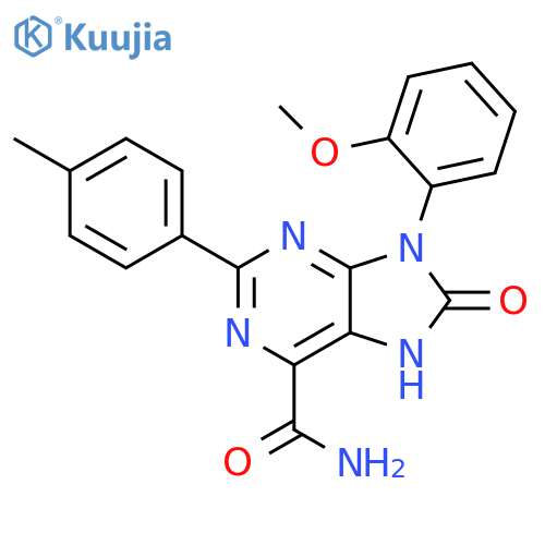 9-(2-methoxyphenyl)-2-(4-methylphenyl)-8-oxo-8,9-dihydro-7H-purine-6-carboxamide structure