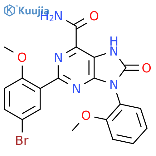 2-(5-bromo-2-methoxyphenyl)-9-(2-methoxyphenyl)-8-oxo-8,9-dihydro-7H-purine-6-carboxamide structure