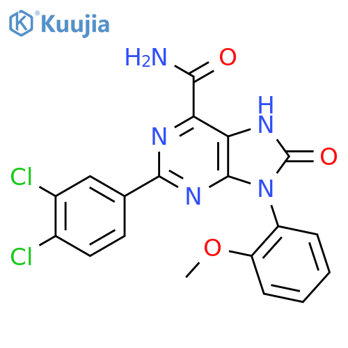 2-(3,4-dichlorophenyl)-9-(2-methoxyphenyl)-8-oxo-8,9-dihydro-7H-purine-6-carboxamide structure