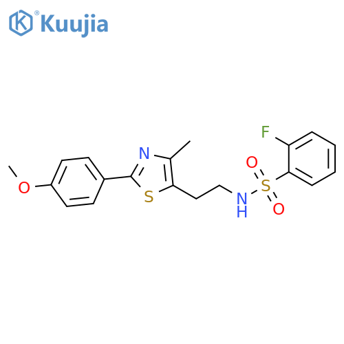 2-fluoro-N-{2-2-(4-methoxyphenyl)-4-methyl-1,3-thiazol-5-ylethyl}benzene-1-sulfonamide structure