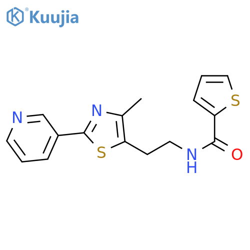 N-{2-4-methyl-2-(pyridin-3-yl)-1,3-thiazol-5-ylethyl}thiophene-2-carboxamide structure