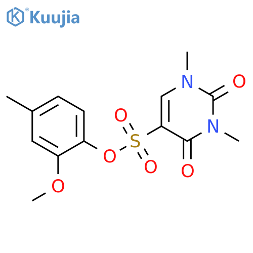 2-methoxy-4-methylphenyl 1,3-dimethyl-2,4-dioxo-1,2,3,4-tetrahydropyrimidine-5-sulfonate structure