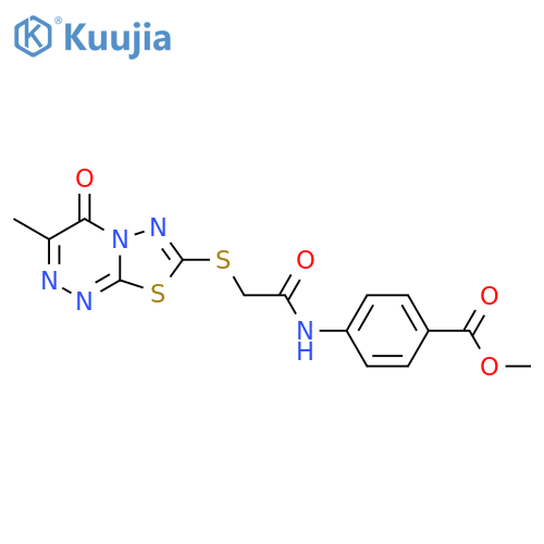 methyl 4-2-({3-methyl-4-oxo-4H-1,3,4thiadiazolo2,3-c1,2,4triazin-7-yl}sulfanyl)acetamidobenzoate structure