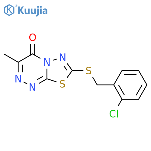 7-{(2-chlorophenyl)methylsulfanyl}-3-methyl-4H-1,3,4thiadiazolo2,3-c1,2,4triazin-4-one structure