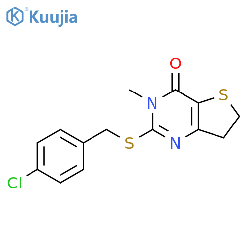 2-{(4-chlorophenyl)methylsulfanyl}-3-methyl-3H,4H,6H,7H-thieno3,2-dpyrimidin-4-one structure
