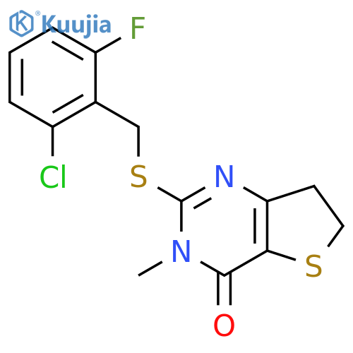 2-{(2-chloro-6-fluorophenyl)methylsulfanyl}-3-methyl-3H,4H,6H,7H-thieno3,2-dpyrimidin-4-one structure