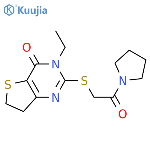 3-ethyl-2-{2-oxo-2-(pyrrolidin-1-yl)ethylsulfanyl}-3H,4H,6H,7H-thieno3,2-dpyrimidin-4-one structure