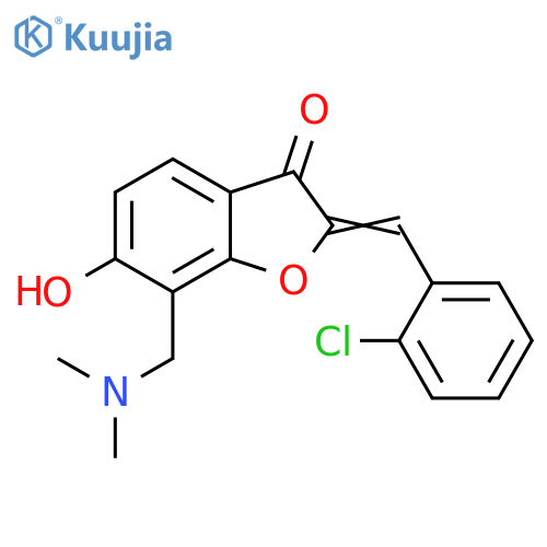 (2Z)-2-(2-chlorophenyl)methylidene-7-(dimethylamino)methyl-6-hydroxy-2,3-dihydro-1-benzofuran-3-one structure