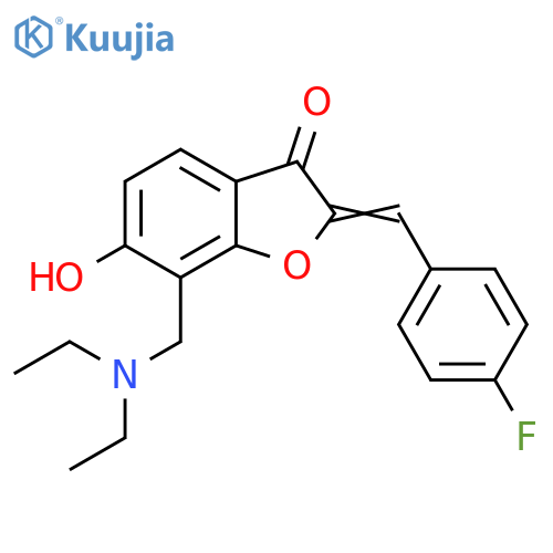 (2Z)-7-(diethylamino)methyl-2-(4-fluorophenyl)methylidene-6-hydroxy-2,3-dihydro-1-benzofuran-3-one structure