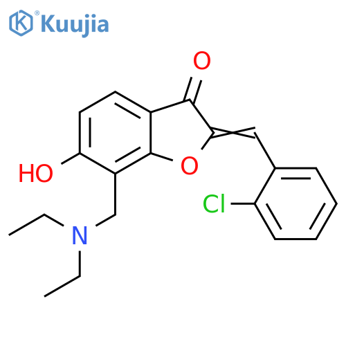 (2Z)-2-(2-chlorophenyl)methylidene-7-(diethylamino)methyl-6-hydroxy-2,3-dihydro-1-benzofuran-3-one structure