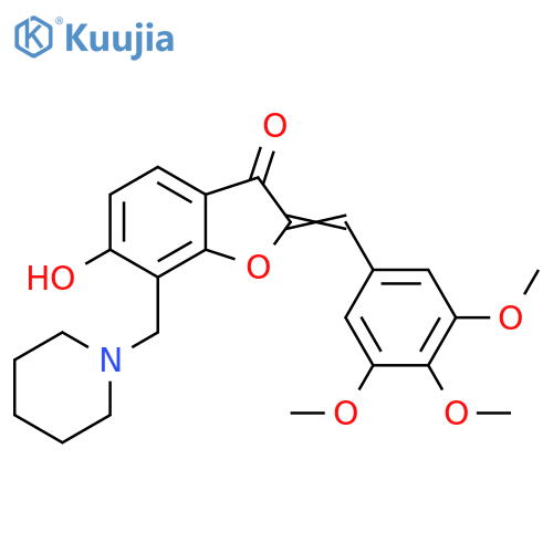 (2Z)-6-hydroxy-7-(piperidin-1-yl)methyl-2-(3,4,5-trimethoxyphenyl)methylidene-2,3-dihydro-1-benzofuran-3-one structure
