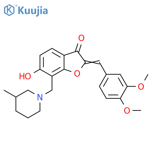 (2Z)-2-(3,4-dimethoxyphenyl)methylidene-6-hydroxy-7-(3-methylpiperidin-1-yl)methyl-2,3-dihydro-1-benzofuran-3-one structure
