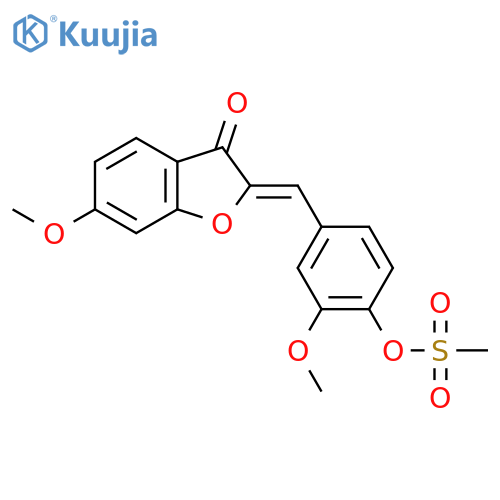 2-methoxy-4-{(2Z)-6-methoxy-3-oxo-2,3-dihydro-1-benzofuran-2-ylidenemethyl}phenyl methanesulfonate structure