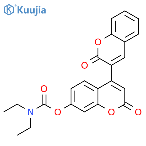 2,2'-dioxo-2H,2'H-3,4'-bichromene-7'-yl N,N-diethylcarbamate structure