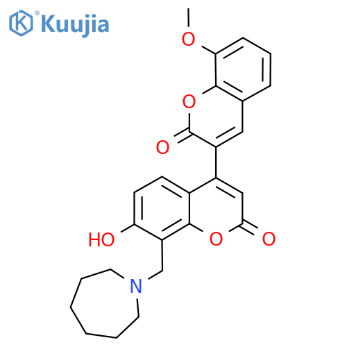 8'-(azepan-1-yl)methyl-7'-hydroxy-8-methoxy-2H,2'H-3,4'-bichromene-2,2'-dione structure