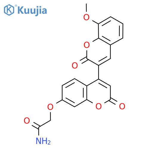 2-({8-methoxy-2,2'-dioxo-2H,2'H-3,4'-bichromene-7'-yl}oxy)acetamide structure