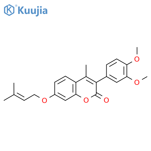 3-(3,4-dimethoxyphenyl)-4-methyl-7-(3-methylbut-2-en-1-yl)oxy-2H-chromen-2-one structure