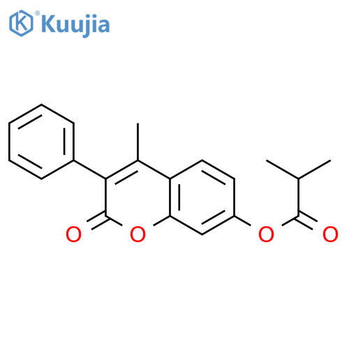 4-methyl-2-oxo-3-phenyl-2H-chromen-7-yl 2-methylpropanoate structure