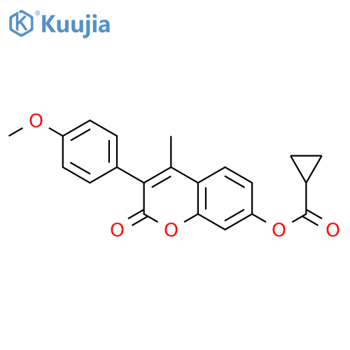 3-(4-methoxyphenyl)-4-methyl-2-oxo-2H-chromen-7-yl cyclopropanecarboxylate structure