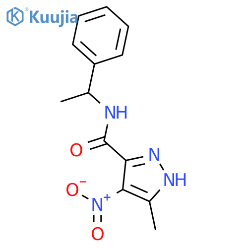5-methyl-4-nitro-N-(1-phenylethyl)-1H-pyrazole-3-carboxamide structure