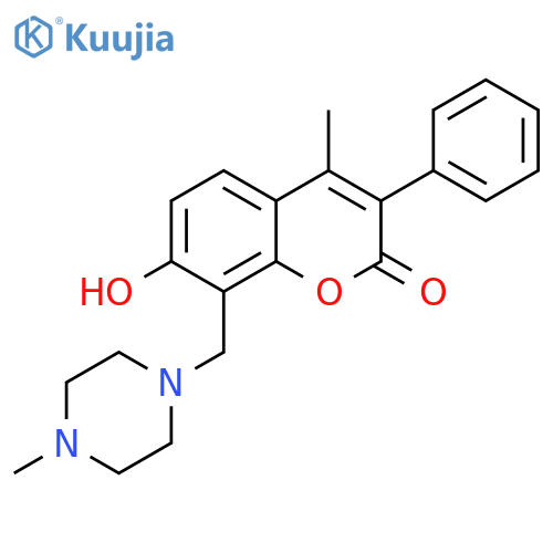 7-hydroxy-4-methyl-8-(4-methylpiperazin-1-yl)methyl-3-phenyl-2H-chromen-2-one structure