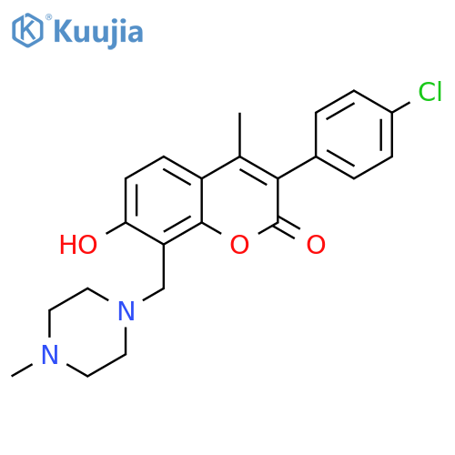 3-(4-chlorophenyl)-7-hydroxy-4-methyl-8-(4-methylpiperazin-1-yl)methyl-2H-chromen-2-one structure