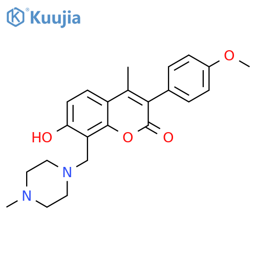 7-hydroxy-3-(4-methoxyphenyl)-4-methyl-8-(4-methylpiperazin-1-yl)methyl-2H-chromen-2-one structure