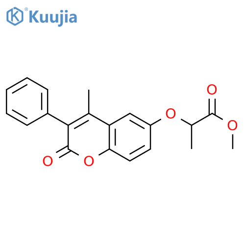 methyl 2-(4-methyl-2-oxo-3-phenyl-2H-chromen-6-yl)oxypropanoate structure
