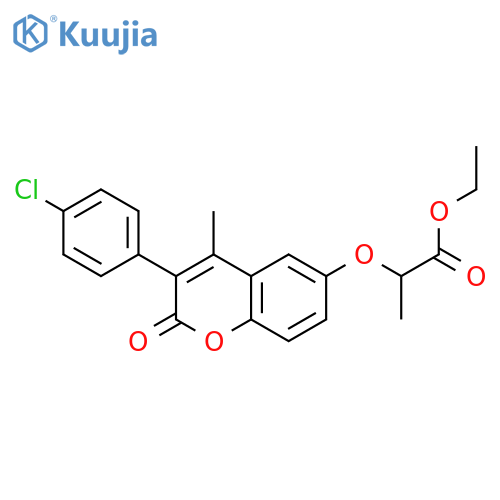 ethyl 2-{3-(4-chlorophenyl)-4-methyl-2-oxo-2H-chromen-6-yloxy}propanoate structure