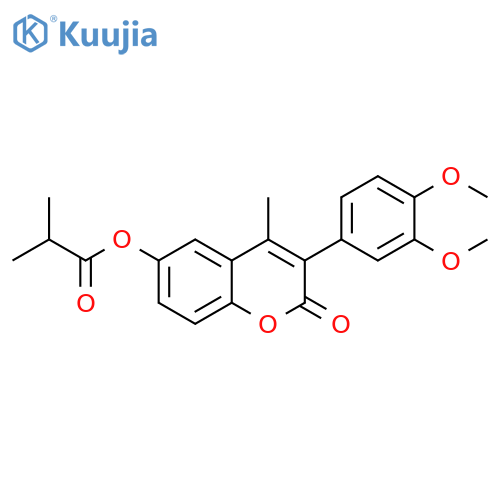3-(3,4-dimethoxyphenyl)-4-methyl-2-oxo-2H-chromen-6-yl 2-methylpropanoate structure