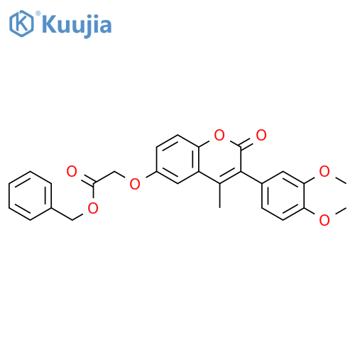 benzyl 2-{3-(3,4-dimethoxyphenyl)-4-methyl-2-oxo-2H-chromen-6-yloxy}acetate structure