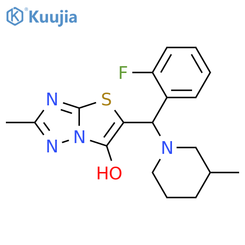 5-(2-fluorophenyl)(3-methylpiperidin-1-yl)methyl-2-methyl-1,2,4triazolo3,2-b1,3thiazol-6-ol structure