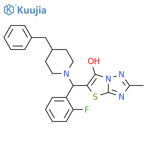 5-(4-benzylpiperidin-1-yl)(2-fluorophenyl)methyl-2-methyl-1,2,4triazolo3,2-b1,3thiazol-6-ol structure