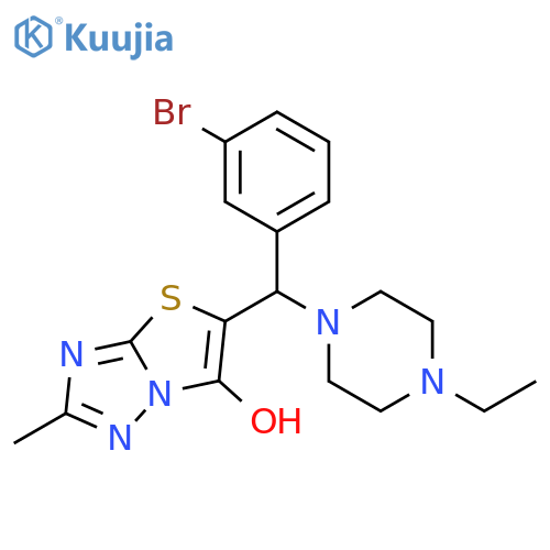 5-(3-bromophenyl)(4-ethylpiperazin-1-yl)methyl-2-methyl-1,2,4triazolo3,2-b1,3thiazol-6-ol structure