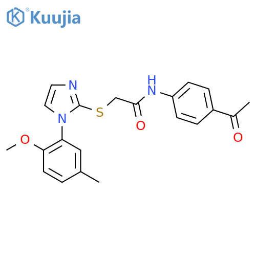 N-(4-acetylphenyl)-2-{1-(2-methoxy-5-methylphenyl)-1H-imidazol-2-ylsulfanyl}acetamide structure