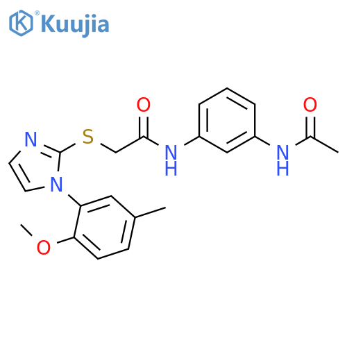 Acetamide, N-[3-(acetylamino)phenyl]-2-[[1-(2-methoxy-5-methylphenyl)-1H-imidazol-2-yl]thio]- structure