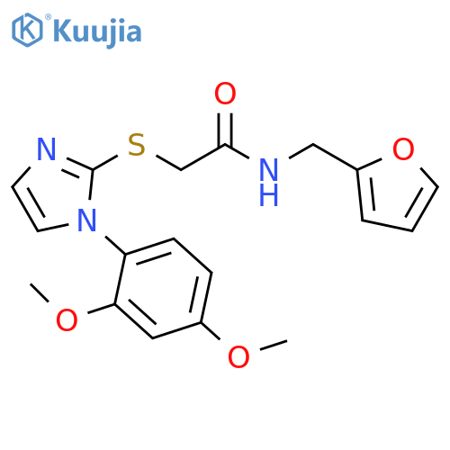 2-{1-(2,4-dimethoxyphenyl)-1H-imidazol-2-ylsulfanyl}-N-(furan-2-yl)methylacetamide structure