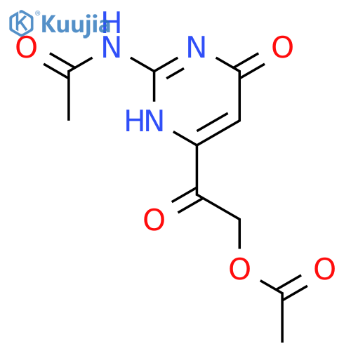 2-[2-(acetylamino)-6-oxo-3,6-dihydropyrimidin-4-yl]-2-oxoethyl acetate structure