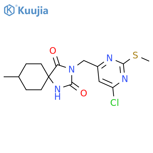 3-{[6-Chloro-2-(methylsulfanyl)pyrimidin-4-yl]methyl}-8-methyl-1,3-diazaspiro[4.5]decane-2,4-dione structure