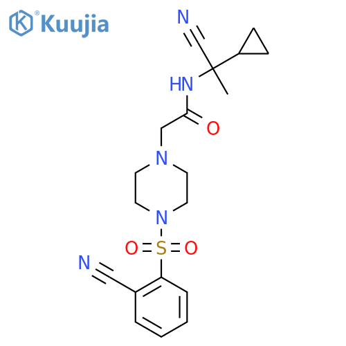 N-(1-cyano-1-cyclopropylethyl)-2-[4-(2-cyanobenzenesulfonyl)piperazin-1-yl]acetamide structure