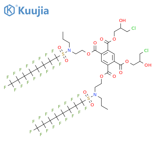 1,2,4,5-Benzenetetracarboxylic acid 1,5-bis(3-chloro-2-hydroxypropyl)2,4-bis[2-[[(heptadecafluorooctyl)sulfonyl]propylamino]ethyl] ester structure