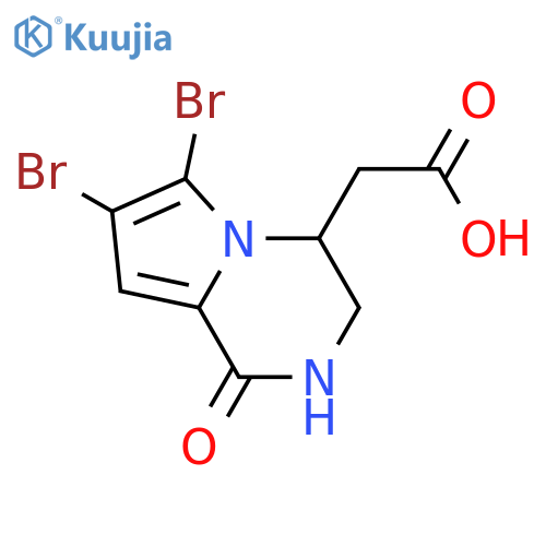 Pyrrolo[1,2-a]pyrazine-4-acetic acid, 6,7-dibromo-1,2,3,4-tetrahydro-1-oxo-, (4S)- structure
