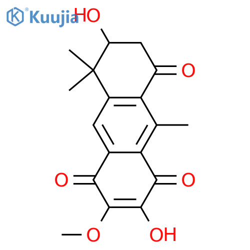 7,8-Dihydro-3,7-dihydroxy-2-methoxy-8,8,10-trimethyl-6H-anthracene-1,4,5-trione; (-)-form structure