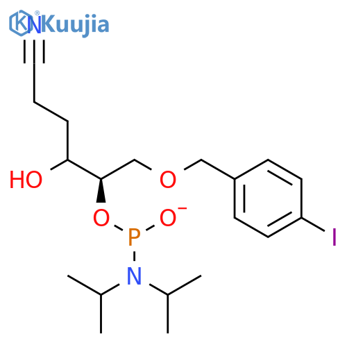 PHOSPHORAMIDOUS ACID, BIS(1-METHYLETHYL)-, 2-CYANOETHYL(1R)-2-HYDROXY-1-[[(4-IODOPHENYL)METHOXY]METHYL]ETHYL ESTER structure