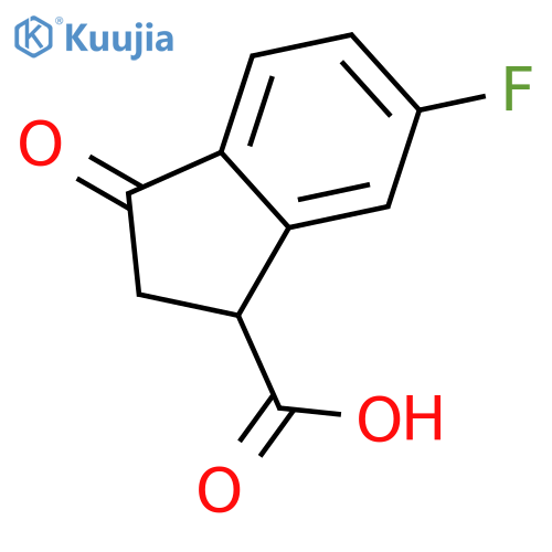 6-Fluoro-3-oxo-2,3-dihydro-1H-indene-1-carboxylic acid structure