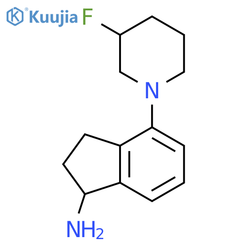 1H-Inden-1-amine, 4-(3-fluoro-1-piperidinyl)-2,3-dihydro- structure
