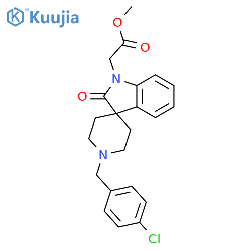 SPIRO[3H-INDOLE-3,4'-PIPERIDINE]-1(2H)-ACETIC ACID, 1'-[(4-CHLOROPHENYL)METHYL]-2-OXO-, METHYL ESTER structure